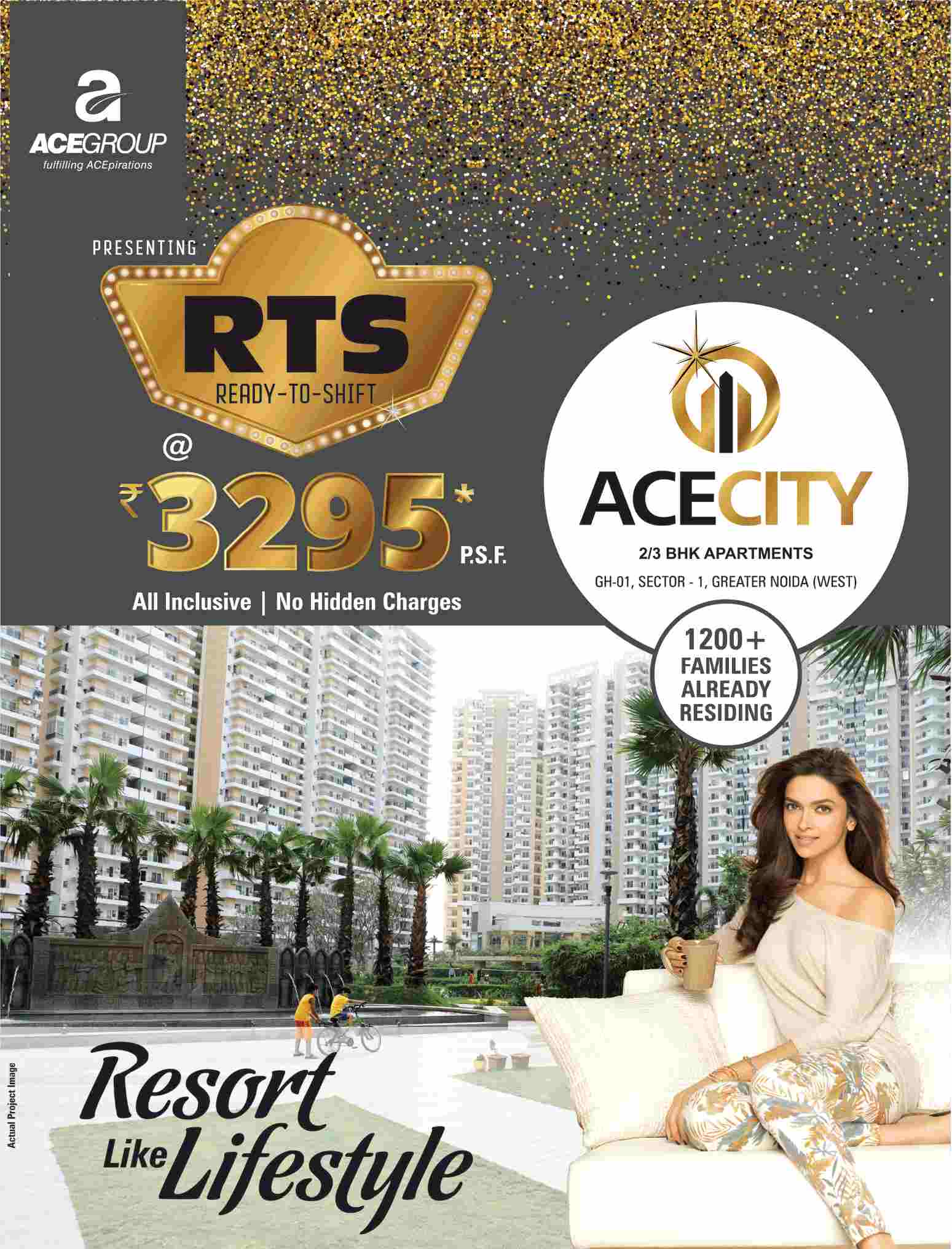 Book Ready-to-Shift homes @ Rs. 3295 per sqft. at Ace City in Greater Noida